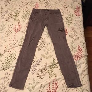 Size 27 Level 99 gray jeans with zipper pocket embellishments